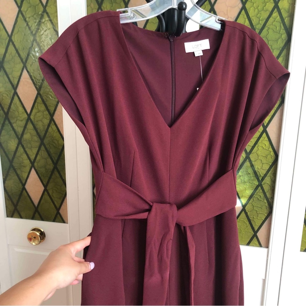 LOFT Burgundy Jumpsuit - Picture 2 of 4